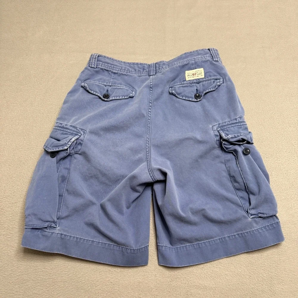 Polo Ralph Lauren Cargo Shorts Mens 31 Blue Cotton Canvas Relaxed Outdoor Vtg